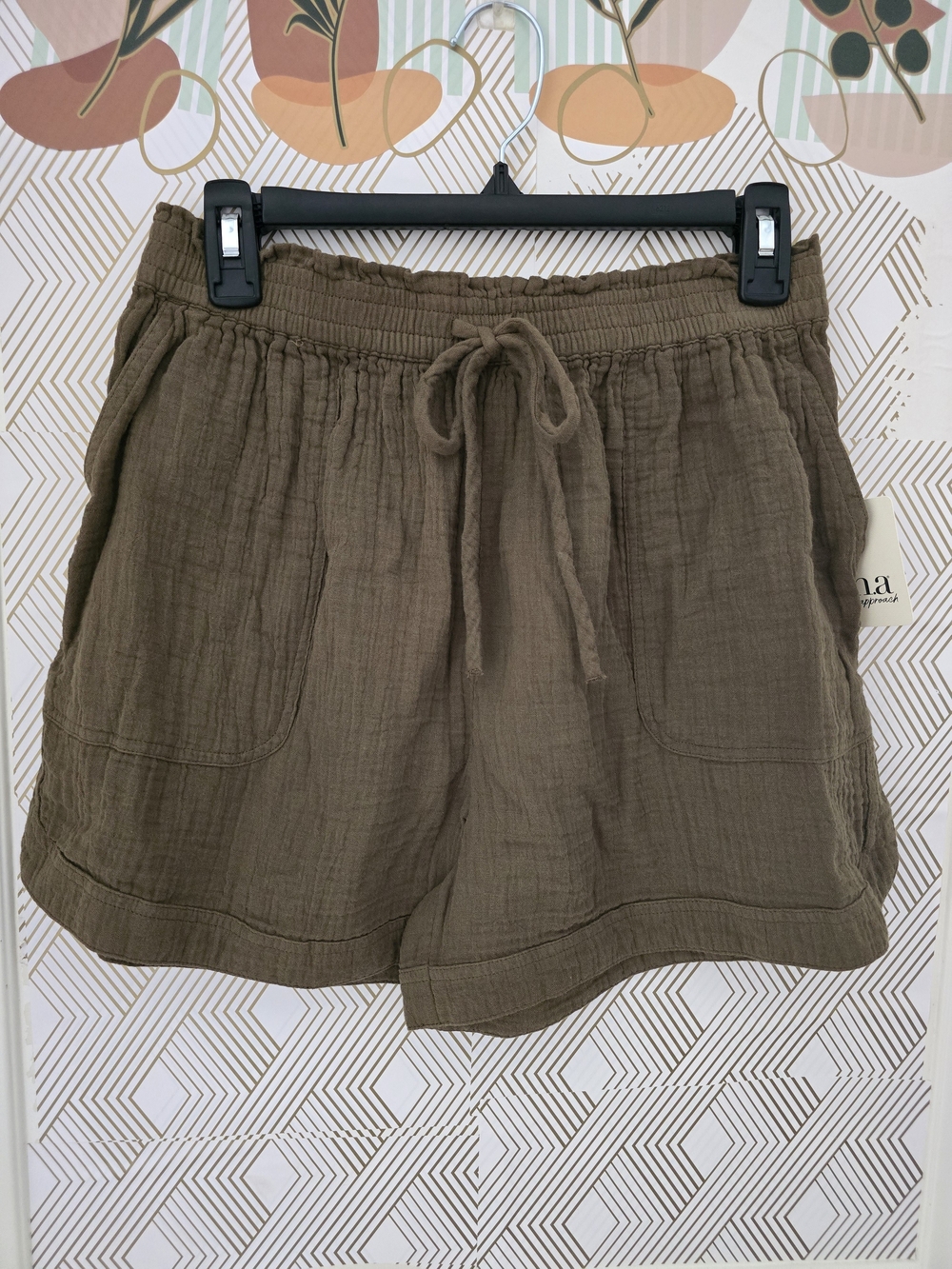 High Rise Crinkled Cotton Shorts